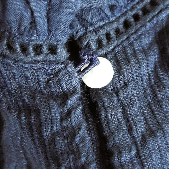 Quince Organic Textured Swiss Dot Cotton Peasant Blouse XL Boho Prairie - Picture 4 of 9